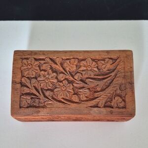 Carved Wooden Floral Box